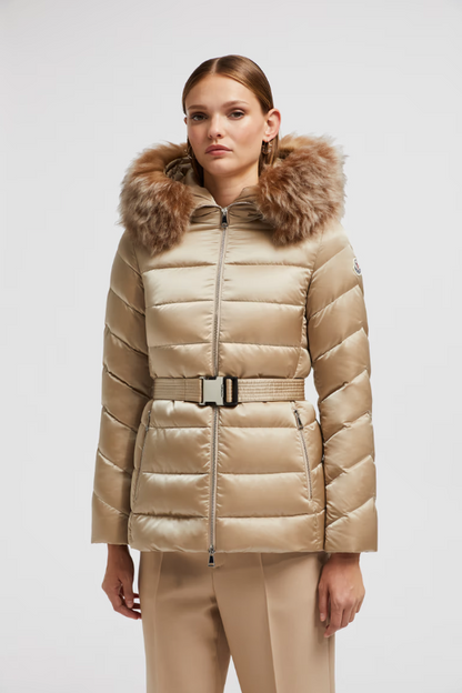 Piumino corto in shearling con cappuccio Cupidone